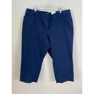 NEW Lands End Womens Plus 22W Blue Mid Rise Slim Leg Capri‎ Pants